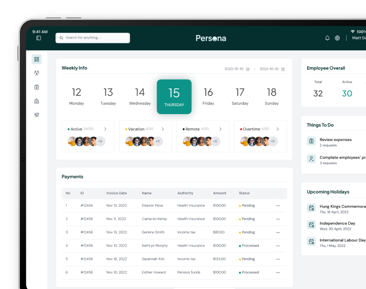 Persona HR Platform Dashboard